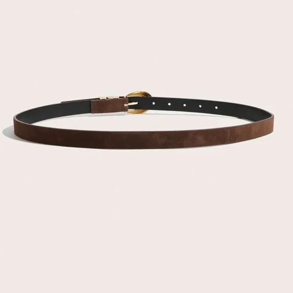 Elegant modern Brown faux suede Leather Belt with Gold Buckle 100cm size large - Picture 3 of 7